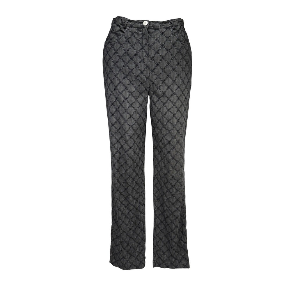 STEILMANN Diamond Chain Embroidered High Rise Straight Leg Gray Pants 8